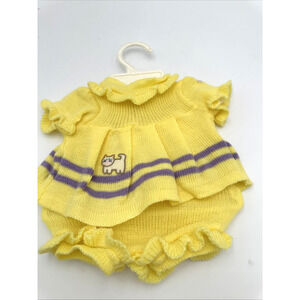 Cabbage Patch Kid Doll Knit Dress Set Yellow Cat Patch 80s